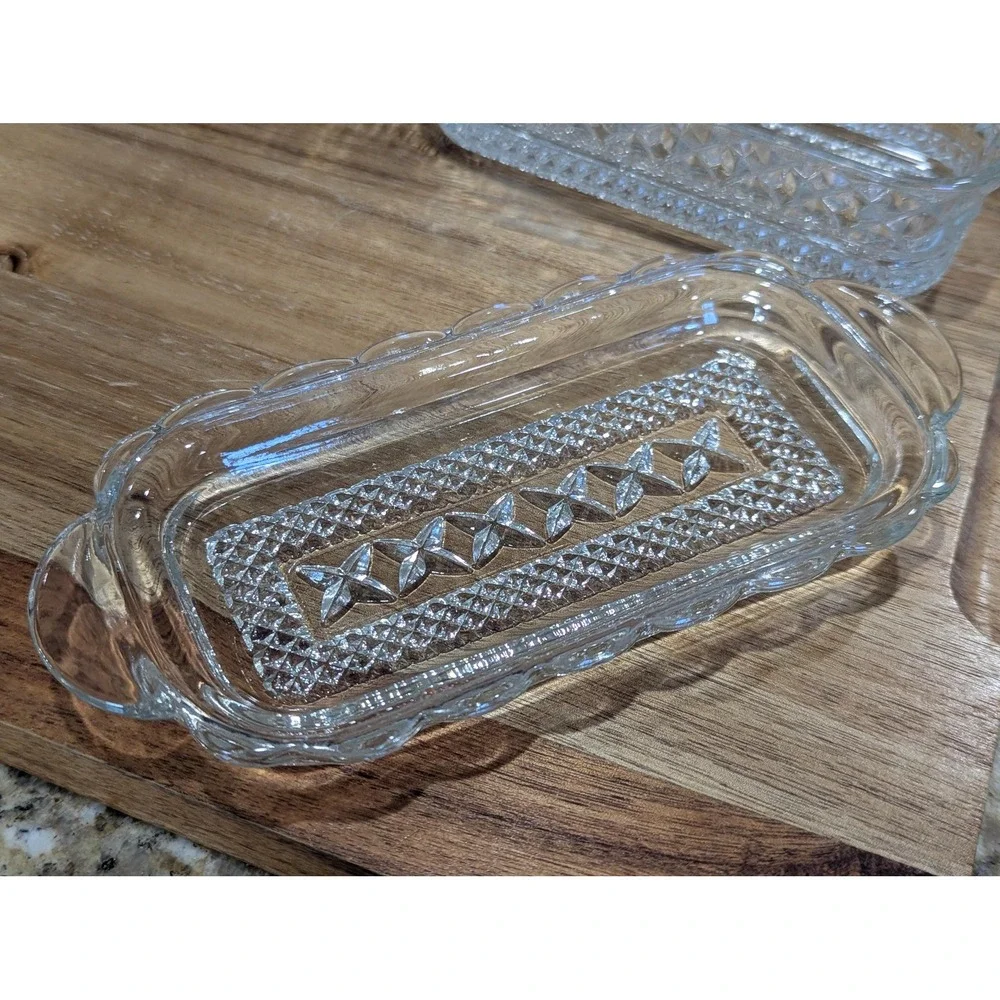 Vintage Pressed Glass Butter Dish with Lid